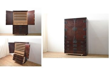 中古　美品　岩谷堂箪笥　奥行のある収納力抜群の衣装箪笥(和タンス、引き出し、着物箪笥)(R-057590)