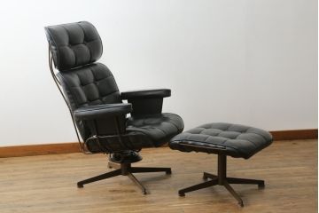 アメリカビンテージ　HOMECREST社(ホームクレスト)　希少!!メンズライクな空間づくりに活躍するストレスレスチェア+オットマンセット(パーソナルチェア、ラウンジチェア、アームチェア)(R-057600)