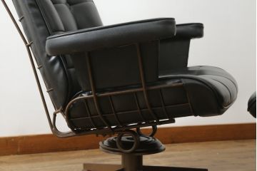 アメリカビンテージ　HOMECREST社(ホームクレスト)　希少!!メンズライクな空間づくりに活躍するストレスレスチェア+オットマンセット(パーソナルチェア、ラウンジチェア、アームチェア)(R-057600)