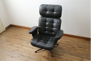 アメリカビンテージ　HOMECREST社(ホームクレスト)　希少!!メンズライクな空間づくりに活躍するストレスレスチェア+オットマンセット(パーソナルチェア、ラウンジチェア、アームチェア)(R-057600)