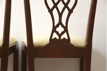 中古　美品　IDC大塚家具取り扱い　アメリカ高級家具　COUN CILL(カウンシル)(カンセル)　マホガニー材　ダイニングチェア2脚セット(2脚定価 約16万円)(椅子、イス)(R-057608)