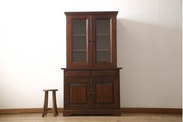 中古　九州民芸家具　品のあるツヤが魅力的なキャビネット(食器棚、本棚、飾り棚、収納棚)(R-057614)