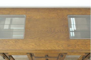 中古　美品　えぞ民芸家具　色ガラス入り　グレースシリーズ　和・洋どちらにも合わせやすいサイドボード(収納棚、戸棚、サイドキャビネット、リビングボード、引き出し)(R-057621)
