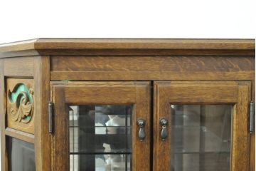 中古　美品　えぞ民芸家具　色ガラス入り　グレースシリーズ　和・洋どちらにも合わせやすいサイドボード(収納棚、戸棚、サイドキャビネット、リビングボード、引き出し)(R-057621)