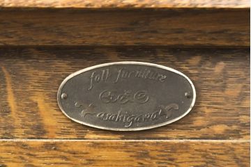 中古　美品　えぞ民芸家具　色ガラス入り　グレースシリーズ　和・洋どちらにも合わせやすいサイドボード(収納棚、戸棚、サイドキャビネット、リビングボード、引き出し)(R-057621)