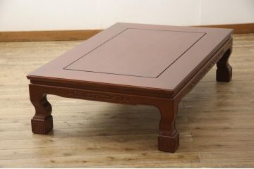 中古　カリモク家具　カリン(花梨)材　アジアンな雰囲気も感じさせる座卓(ローテーブル、センターテーブル)(R-057628)