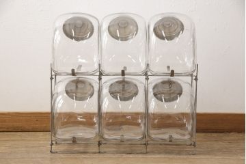 アンティーク雑貨　当時物　昭和レトロ　6連猫瓶(ガラス瓶、菓子瓶、菓子びん、菓子ビン)(R-057631)