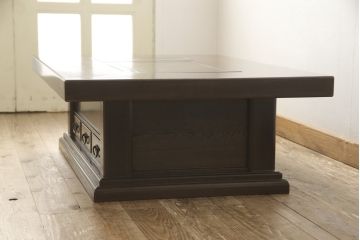 中古　最高級品　鉄刀木(タガヤサン)無垢材　内部が銅製の関西火鉢(ローテーブル、長火鉢、座卓、リビングテーブル、囲炉裏)(R-057632)