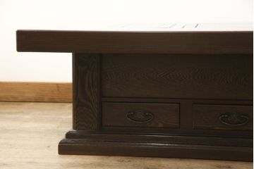中古　最高級品　鉄刀木(タガヤサン)無垢材　内部が銅製の関西火鉢(ローテーブル、長火鉢、座卓、リビングテーブル、囲炉裏)(R-057632)