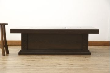 中古　最高級品　鉄刀木(タガヤサン)無垢材　内部が銅製の関西火鉢(ローテーブル、長火鉢、座卓、リビングテーブル、囲炉裏)(R-057632)