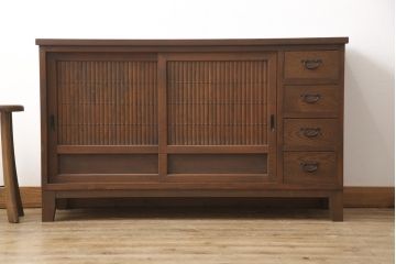 ラフジュ工房オリジナル　古建具リメイク　落ち着きのある和の趣を演出するリビングボード(収納棚、戸棚、テレビ台、ローボード、サイドボード)(R-057640)