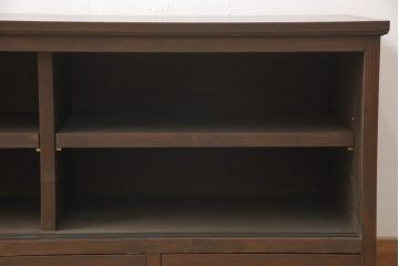 ラフジュ工房オリジナル　古建具リメイク　当店オリジナルガラス　麻の葉模様のガラスがレトロな雰囲気を醸し出すローボード(テレビボード、サイドボード、リビングボード、収納棚、戸棚)(R-057641)
