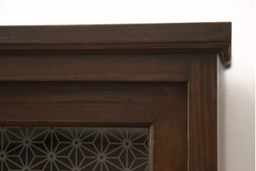 ラフジュ工房オリジナル　古建具リメイク　当店オリジナルガラス　麻の葉模様のガラスがレトロな雰囲気を醸し出すローボード(テレビボード、サイドボード、リビングボード、収納棚、戸棚)(R-057641)