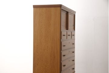 中古　民芸家具　屋久杉を贅沢に使用した木の温もりあふれる重ね箪笥(衣装箪笥、引き出し、チェスト、引き出し10杯)(R-057653)