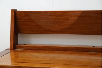 中古　美品　花梨材の温かみのある色合いと木目を楽しめる収納付きベンチ(長椅子、イス、板座チェア)(R-057670)
