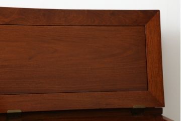 中古　美品　花梨材の温かみのある色合いと木目を楽しめる収納付きベンチ(長椅子、イス、板座チェア)(R-057671)