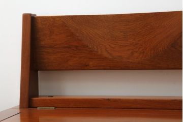 中古　美品　花梨材の温かみのある色合いと木目を楽しめる収納付きベンチ(長椅子、イス、板座チェア)(R-057671)