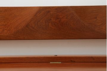 中古　美品　花梨材の温かみのある色合いと木目を楽しめる収納付きベンチ(長椅子、イス、板座チェア)(R-057671)