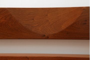 中古　美品　花梨材の温かみのある色合いと木目を楽しめる収納付きベンチ(長椅子、イス、板座チェア)(R-057671)