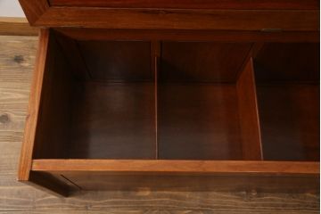 中古　美品　花梨材の温かみのある色合いと木目を楽しめる収納付きベンチ(長椅子、イス、板座チェア)(R-057672)