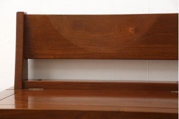 中古　美品　花梨材の温かみのある色合いと木目を楽しめる収納付きベンチ(長椅子、イス、板座チェア)(R-057673)