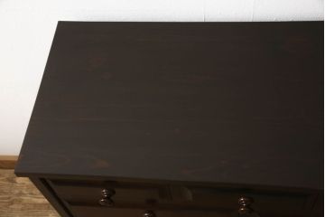 中古　北海道民芸家具　天板リメイク　シックな色合いで落ち着いた空間を演出するサイドボード(キャビネット、収納棚)(R-057702)