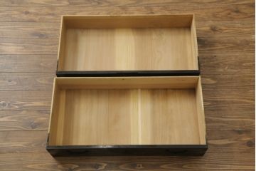 和製アンティーク　美品　秋田　黒漆塗りが艶やかで美しい小箪笥(収納箪笥、サイドチェスト、時代箪笥、引き出し)(R-057706)