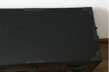 和製アンティーク　美品　秋田　黒漆塗りが艶やかで美しい小箪笥(収納箪笥、サイドチェスト、時代箪笥、引き出し)(R-057706)
