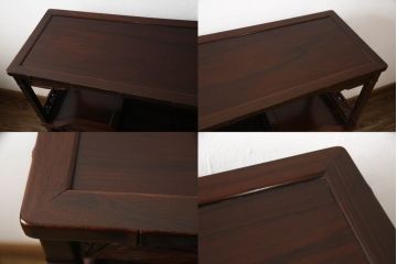 和製ビンテージ　高級品　彫刻飾り付き　唐木　花梨(カリン)　雅やかな彫の意匠が見事なサイドボード(茶棚、飾り棚、収納棚、戸棚、ヴィンテージ)(R-057712)