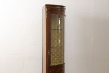 中古　高級　スペイン家具　象嵌　マホガニー材　繊細で華やかな装飾が気品溢れるコーナーキャビネット(ショーケース、飾り棚、収納棚)(R-057715)