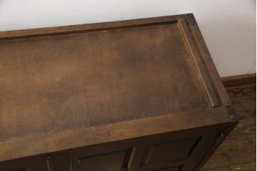 中古　北海道民芸家具　天板・脚(台輪)付きリメイク　落ち着きのある上品な佇まいが魅力の衣装盆付きのローボード(引き出し、チェスト、リビングボード、テレビ台、テレビボード、着物箪笥)(R-057717)