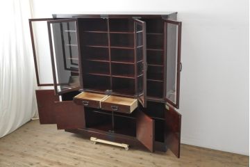中古　二本松工藝館　田中家具　重厚感ある佇まいが魅力的な水屋箪笥(キャビネット、食器棚、戸棚、収納棚)(R-057728)