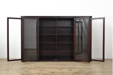 中古　二本松工藝館　田中家具　台輪・脚付きリメイク　重厚感ある佇まいが魅力的な水屋箪笥キャビネット(食器棚、戸棚、収納棚、飾り棚)(R-057729)