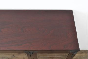 中古　二本松工藝館　田中家具　台輪・脚付きリメイク　重厚感ある佇まいが魅力的な水屋箪笥キャビネット(食器棚、戸棚、収納棚、飾り棚)(R-057729)