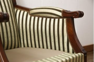 中古　美品　神戸洋家具　メープル不二屋　優雅な佇まいが魅力的な1人掛けソファ(ラウンジチェア、1P、一人掛け)(R-057732)