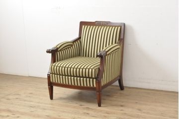 中古　美品　神戸洋家具　メープル不二屋　優雅な佇まいが魅力的な1人掛けソファ(ラウンジチェア、1P、一人掛け)(R-057733)