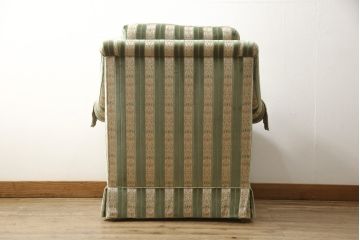 中古　DREXEL HERITAGE(ドレクセルヘリテイジ)　落ち着いた色合いとストライプ柄がクラシカルな雰囲気を高める1人掛けソファ(一人掛けソファ、1P)(R-057734)