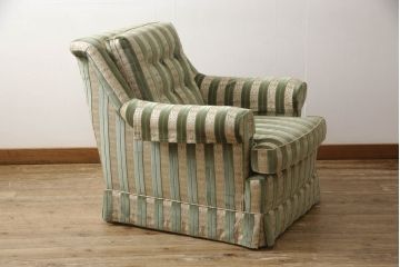 中古　DREXEL HERITAGE(ドレクセルヘリテイジ)　落ち着いた色合いとストライプ柄がクラシカルな雰囲気を高める1人掛けソファ(一人掛けソファ、1P)(R-057735)