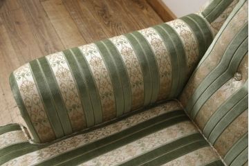 中古　DREXEL HERITAGE(ドレクセルヘリテイジ)　落ち着いた色合いとストライプ柄がクラシカルな雰囲気を高める1人掛けソファ(一人掛けソファ、1P)(R-057735)