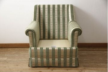 中古　DREXEL HERITAGE(ドレクセルヘリテイジ)　落ち着いた色合いとストライプ柄がクラシカルな雰囲気を高める1人掛けソファ(一人掛けソファ、1P)(R-057735)