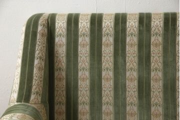 中古　DREXEL HERITAGE(ドレクセルヘリテイジ)　落ち着いた色合いとストライプ柄がクラシカルな雰囲気を高める1人掛けソファ(一人掛けソファ、1P)(R-057735)