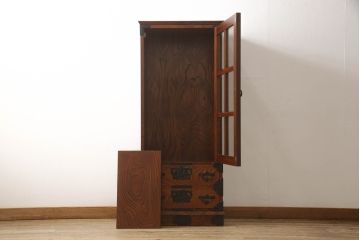 中古　美品　岩谷堂箪笥　お部屋に取り入れやすいスリムなキャビネット(ブックケース、本箱、収納棚、飾り棚、縦型箪笥、引き出し)(R-057741)