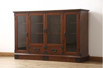 中古　美品　伝統民芸家具　岩谷堂箪笥　金具の細やかなデザインが美しいサイドボード(収納棚、戸棚、飾り棚、食器棚、サイドキャビネット)(R-057742)