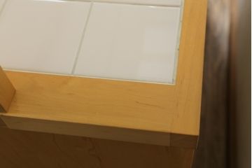 中古　美品　特注品　チェリー材　両面使いで使い勝手抜群のキッチンカウンターキャビネット(食器棚、収納棚、戸棚)(R-057749)