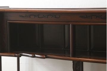 中古　特大六尺　花梨(カリン)材　品のある佇まいが美しい飾り棚(茶棚、収納棚、戸棚、唐木)(R-057750)