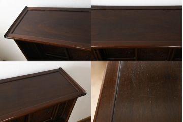中古　特大六尺　花梨(カリン)材　品のある佇まいが美しい飾り棚(茶棚、収納棚、戸棚、唐木)(R-057750)