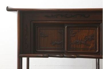 中古　特大六尺　花梨(カリン)材　品のある佇まいが美しい飾り棚(茶棚、収納棚、戸棚、唐木)(R-057750)