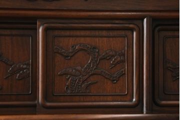 中古　特大六尺　花梨(カリン)材　品のある佇まいが美しい飾り棚(茶棚、収納棚、戸棚、唐木)(R-057750)