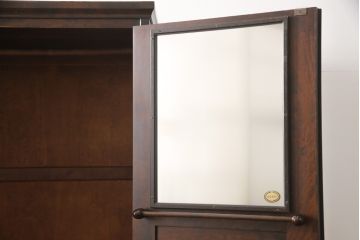 中古　北海道民芸家具　鏡付き　ワードローブの上段のみをリメイク!取り入れやすいサイズに生まれ変わる収納棚(本箱、下駄箱、ブックケース、本箱、キャビネット、戸棚)(R-057752)