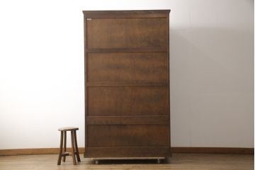 中古　北海道民芸家具　鏡付き　ワードローブの上段のみをリメイク!取り入れやすいサイズに生まれ変わる収納棚(本箱、下駄箱、ブックケース、本箱、キャビネット、戸棚)(R-057752)